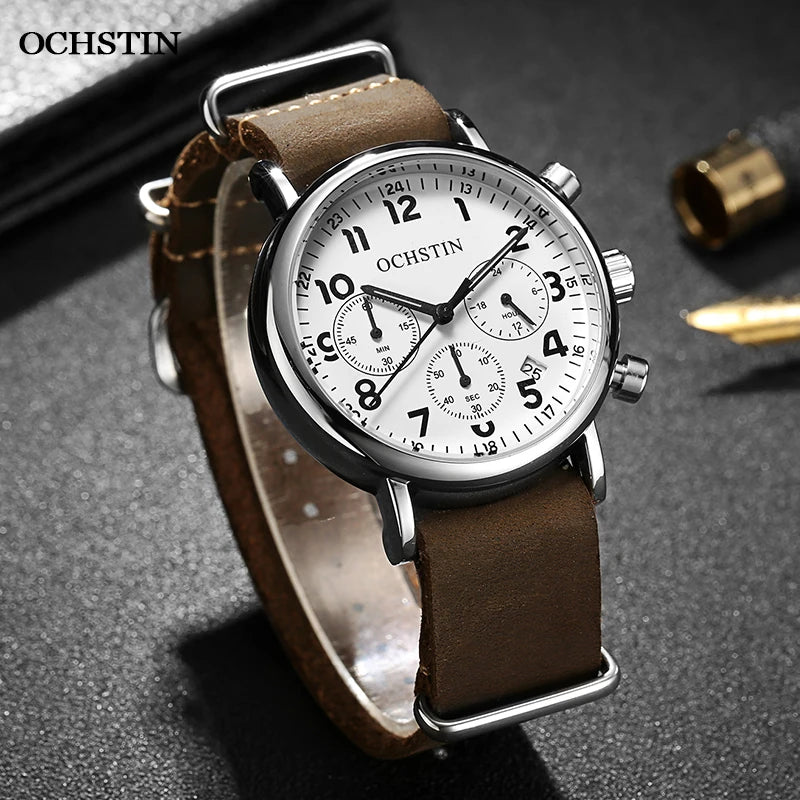 Casual Simple Luxury Waterproof Chronograph Male Quartz Wristwatches