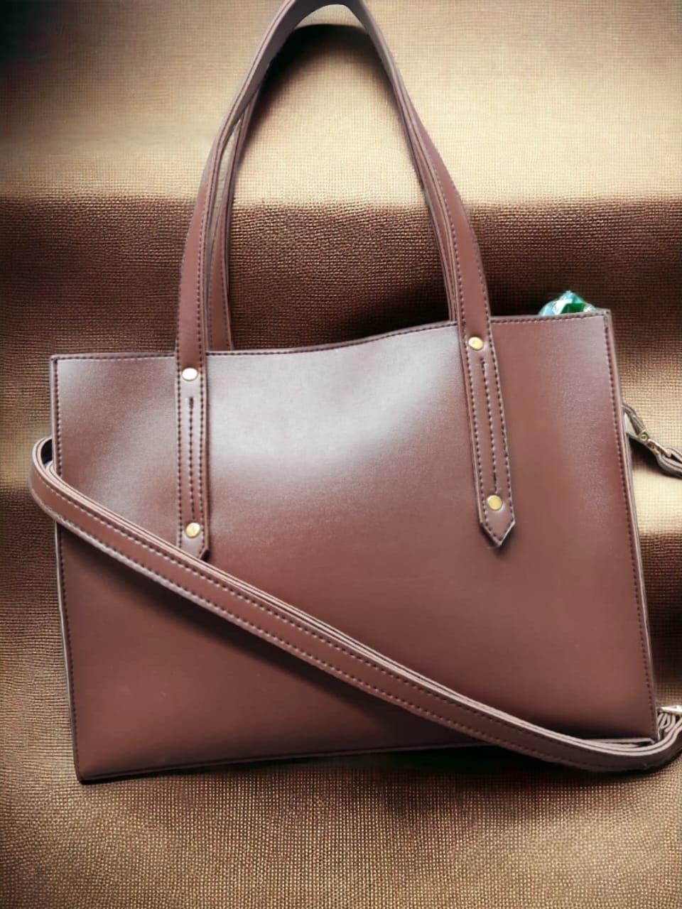 Stylish And Elegant Dark Brown Colored Long Strapped Handbag