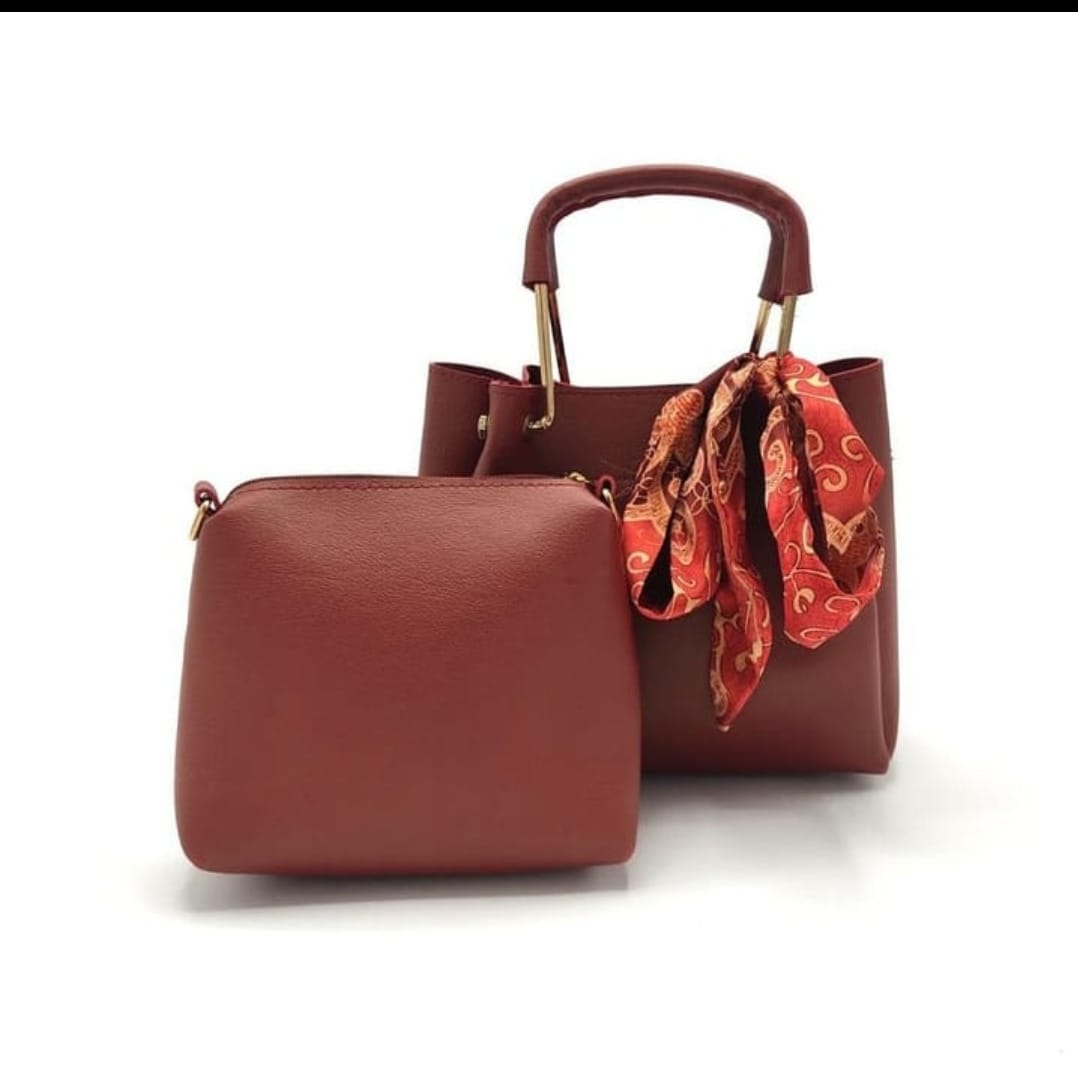 Maroon Coloured Two Piece Stylish Handbag